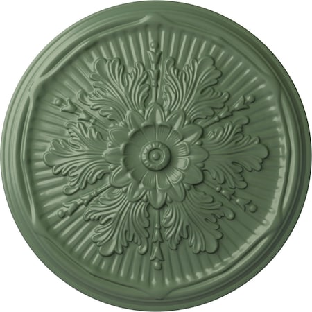 Ekena Millwork Luton Ceiling Medallion (Fits Canopies up to 3 1/2"), Hand-Painted Athenian Green, 21"OD x 2"P CM21LUAGF